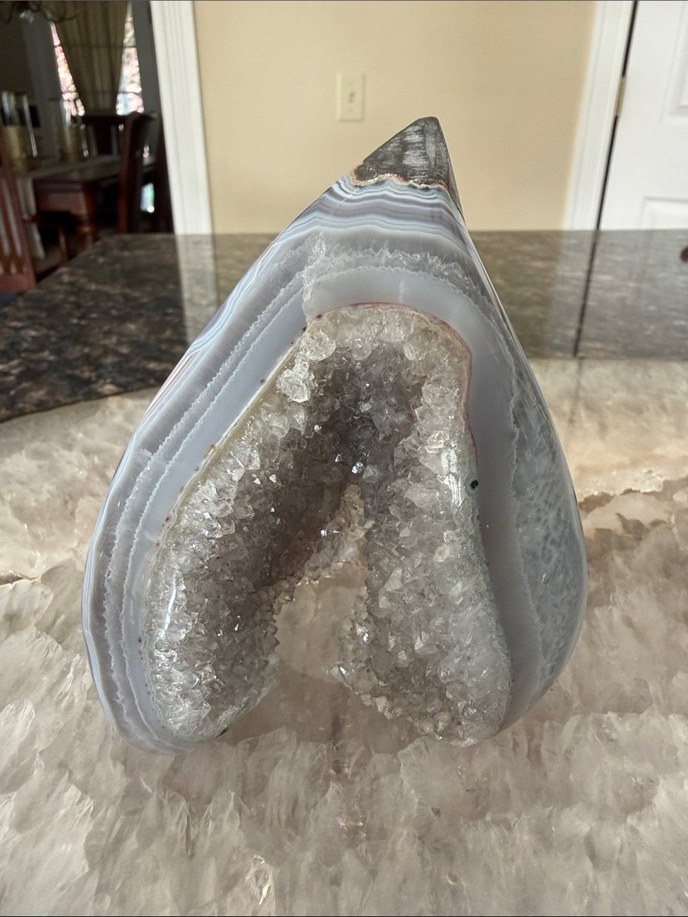 Natural Amethyst Geode flame Decorative Accent